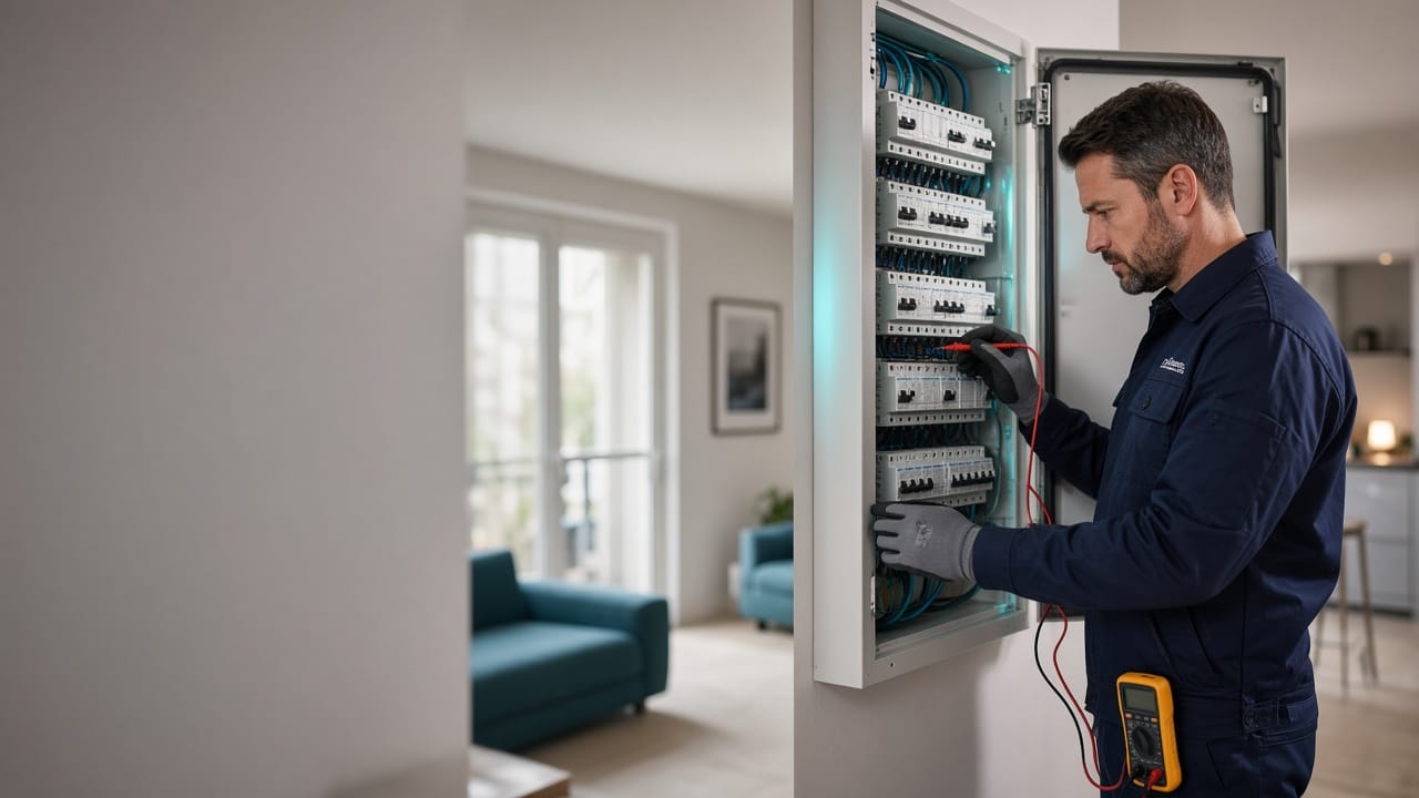 Contrôle d’un tableau électrique au multimètre par un électricien