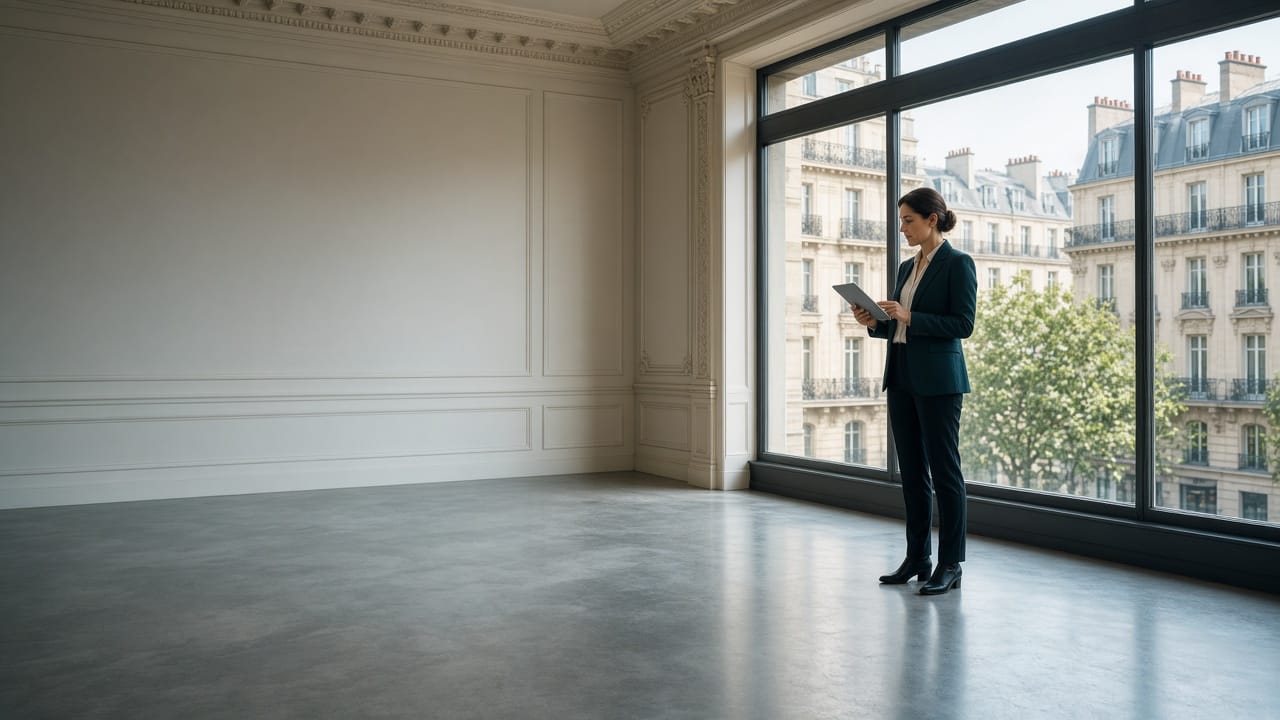 Diagnostic d’un local commercial parisien par un expert avec tablette